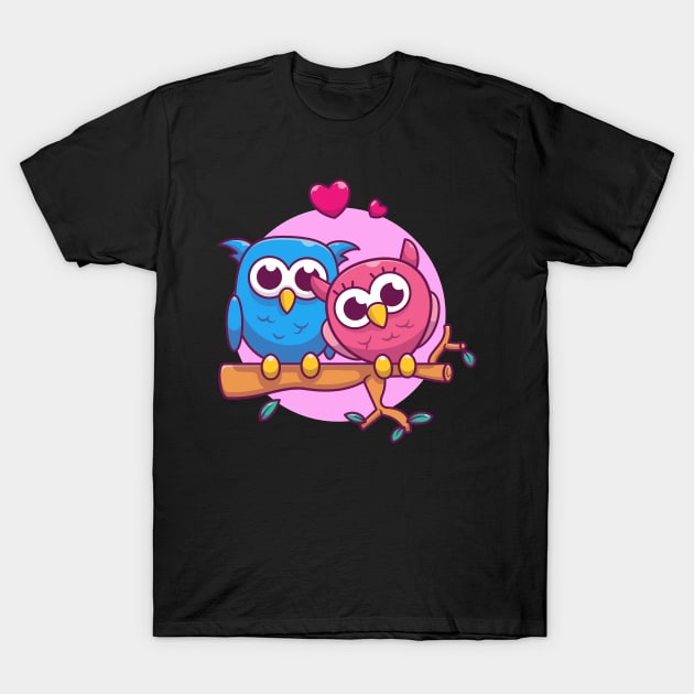 Couple of owl cartoon T-Shirt by Catalyst Labs